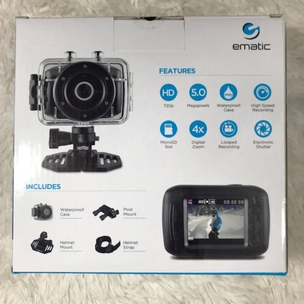 HOST PICK! Ematic HD High Speed Action Cam w/ Waterproof Case + Helmet Mount